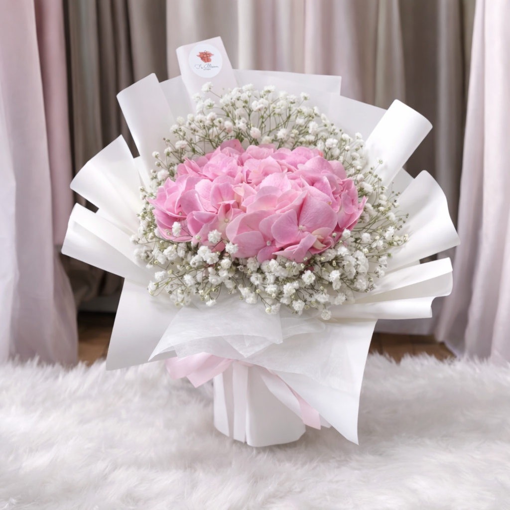Pink Hydrangea & Baby’s Breath Bouquet