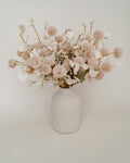 Faux Cream and White Flower Arrangement with White Vase