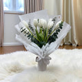 White Tulips & Eucalyptus