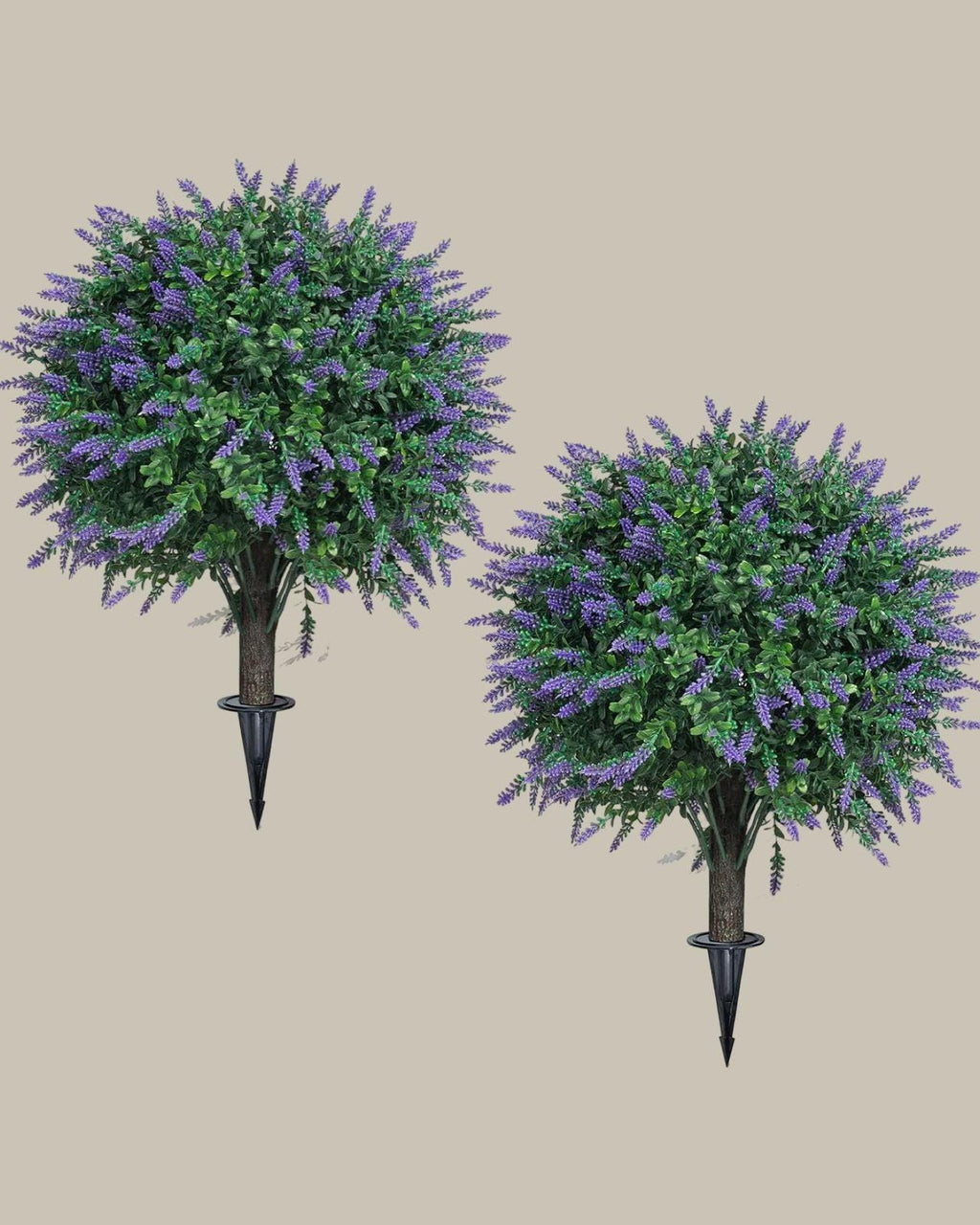 Faux UV-Resistant Lavender Topiary Ball with Spike (Set of 2)