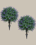 Faux UV-Resistant Lavender Topiary Ball with Spike (Set of 2)