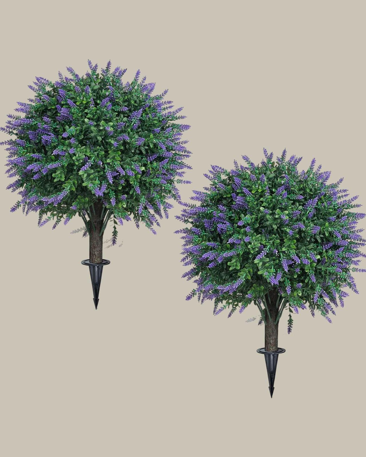 Faux UV-Resistant Lavender Topiary Ball with Spike (Set of 2)