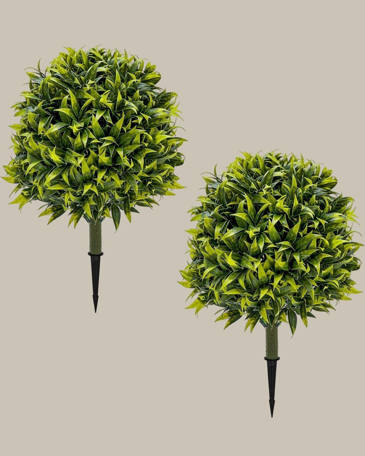 Faux Weatherproof Boxwood Topiary Balls with Spike