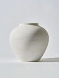 Large Brushed White Round Textured Iron Vase - Luma