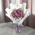 Fresh Purple Roses with Baby Breath Bouquet*