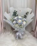 Blue Carnations with Baby's Breath