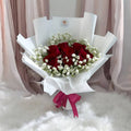 6 Fresh Red Roses & Baby's Breath Bouquet